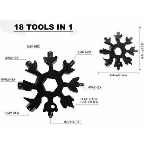 Attrezzo a forma di fiocco di neve in acciaio inossidabile 18 in 1, cacciavite, apribottiglie portatile, regalo di Natale (viaggio, campeggio) (1/5)