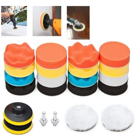 Spugna lucidante per auto da 3 pollici (confezione da 22) con kit adattatore per lucidatura e lucidatura dell'auto. (1/5)
