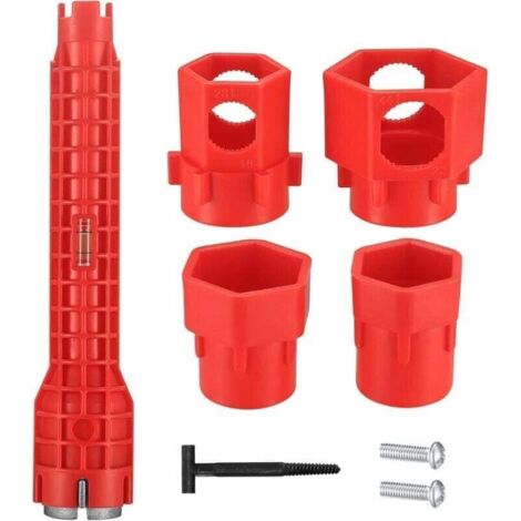 Chiave per rubinetto 14 in 1, chiave per lavandino, utensili idraulici, chiave per lavabo, utensili per l'installazione di tubi per rubinetto e lavandino, utensile idraulico multifunzionale per lavabo (1/4)