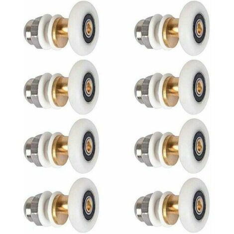 Rulli per porte doccia: set di 8 rulli di ricambio da 25 mm per porte doccia scorrevoli. (1/4)