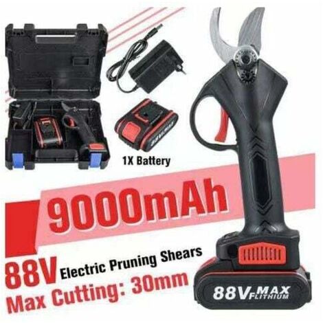 Forbici elettriche portatili da 21 V con borsa per il trasporto - Batteria al litio ricaricabile e caricabatterie - Tagliarami - Diametro di taglio: 30 mm (Colore: 1 x 9000 mAh) (1/4)