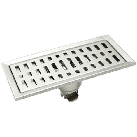 Scarico per doccia rettangolare, scarico a pavimento, per bagno, doccia, cucina, filtro per capelli, acciaio inossidabile, 20x10 cm (1/4)