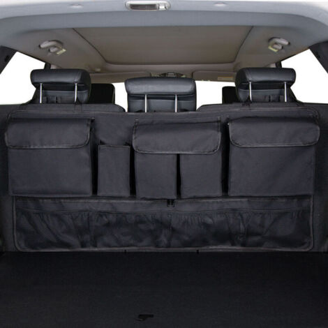 Organizer per auto, 9 tasche con 3 cinghie di regolazione fisse, portaoggetti per bagagliaio, versatile, borsa portaoggetti pieghevole per auto per SUV e molti veicoli (1/4)