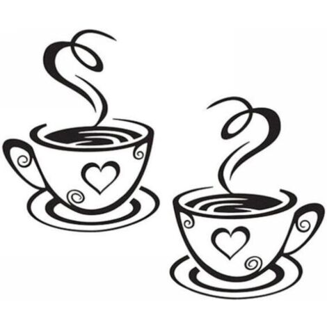 Adesivi murali con design a tazza da caffè, decalcomanie per la casa, decorazioni per la cucina e il ristorante (1/4)