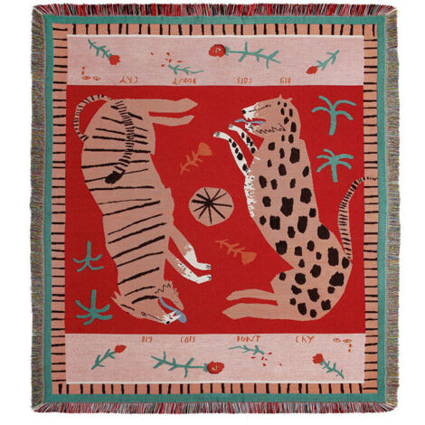 pezzo 160 x 130 cm, coperta lavorata a maglia con motivo animali, plaid, decorata con frange, stile bohémien, semplice, morbida e confortevole, protegge dal freddo, per divano, poltrona, riposo e piso (1/4)