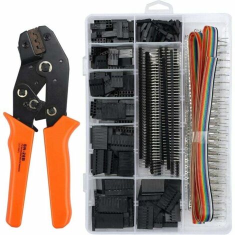 Kit di utensili per crimpatura Dupont KZQ con 1550 connettori modulari a cricchetto Dupont isolati maschio/femmina da 2,54 mm e 3,96 mm, 28-18 AWG, 0,25-1,5 mm² (1/4)