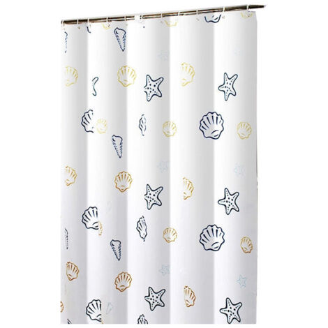 Tenda da doccia 180 x 200 cm con 12 ganci, asciugatura rapida (Ocean World), tessuto in poliestere impermeabile, lavabile in lavatrice, tende da bagno (1/4)
