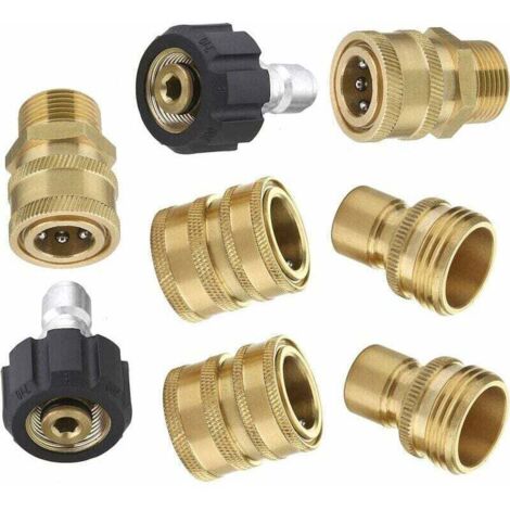 Kit adattatore per idropulitrice da 8 pezzi M22, girevole, attacco rapido da 3/8, attacco rapido da 3/4-BDD (1/4)