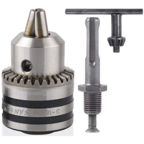 Mandrino per trapano mini 3,0-16 mm 1/2-20 UNF con chiave per mandrino e adattatore a testa esagonale da 1/4 (1/4)