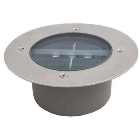 Luci solari da esterno, confezione da 4 faretti solari da giardino a 3 LED, impermeabili IP65, luci decorative da prato per vialetti, patio, giardino, vialetto (rotonde, bianco freddo) (1/4)