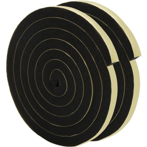 Guarnizione in schiuma adesiva per porte, 2 rotoli da 10 mm x 12 mm x 2 m, striscia di schiuma autoadesiva, gommapiuma autoadesiva per porte e finestre (1/4)