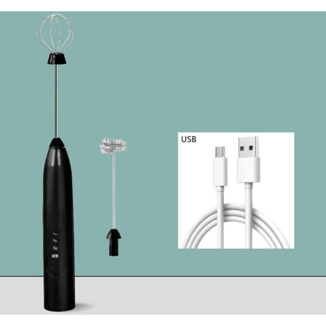 Accessorio per montalatte elettrico USB in acciaio inossidabile (nero) (1/4)