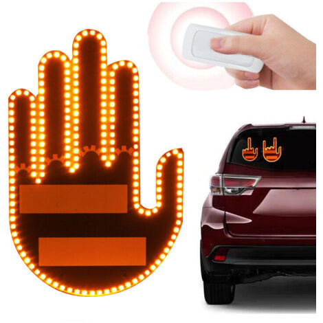 Divertente luce per auto con telecomando, lampeggiante con dita, segnale LED per auto e camion che indica rabbia al volante. (1/4)