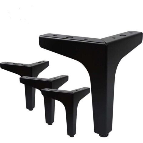 Set di 4 gambe per mobili con portata fino a 600 kg, gambe per tavolo in metallo triangolari moderne, gambe per mobili a forcina per armadi, divani, 4 protezioni per i piedi, nero (15 cm) (1/4)