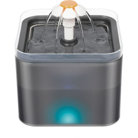 (Grigio) Distributore d'acqua per gatti da 2 litri, Bevitore per gatti con filtro a carbone attivo, Fontana per animali domestici super silenziosa con luci a LED (1/4)