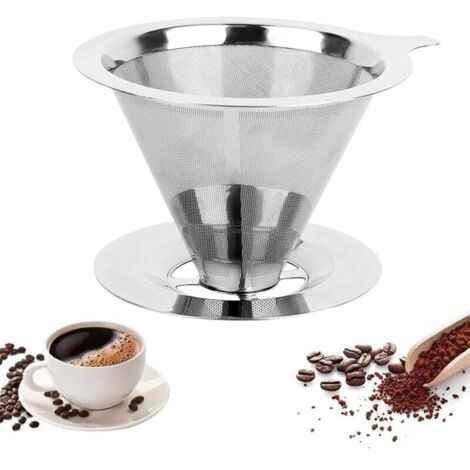Filtro per caffè a goccia lenta, punta in acciaio inox, resistente alle alte temperature, filtro per caffè, portafiltro per caffè per la preparazione manuale del caffè, filtri per caffè facili da puli (1/4)