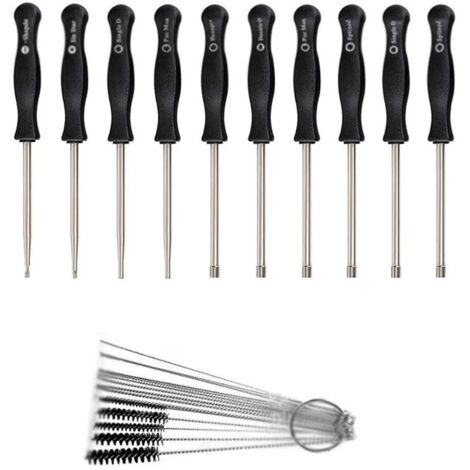 Kit di strumenti per la regolazione del carburatore, 10 cacciaviti per piccoli motori a due tempi, strumento di regolazione del decespugliatore, 10 cacciaviti + spazzola (1/4)
