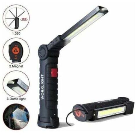 Lampada da lavoro a LED ricaricabile con 800 lumen, base magnetica, 5 modalità per garage, campeggio, emergenza, lampada da lavoro a LED. (1/4)