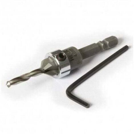 Punta per smussare + battuta regolabile: Punta per legno con fresa Ø 4 mm per viti Ø 5 mm (1/4)