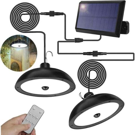 Luce solare per esterni con sensore di movimento e telecomando, impermeabile e luminosità regolabile, adatta per giardini, pollai, balconi e campeggio (luce bianca) (1/4)