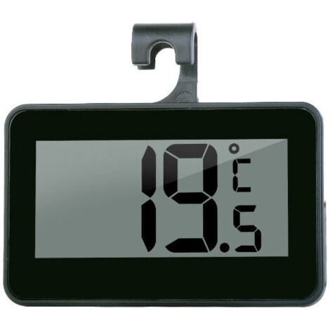 Mini termometro digitale per frigorifero, termometro per congelatore impermeabile con gancio, display LCD di facile lettura, ideale per casa e ufficio (da -20 a 60 °C), nero (1/4)
