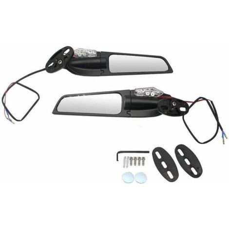 specchietti retrovisori universali girevoli con spoiler per moto modificati, girevoli a 90°, con indicatori di direzione (1/4)