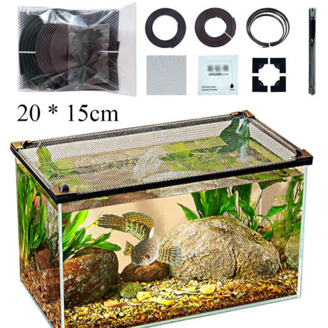 Rete anti-salto per acquario, copertura con rete, rete di protezione magnetica, 20 x 15 cm (1/5)