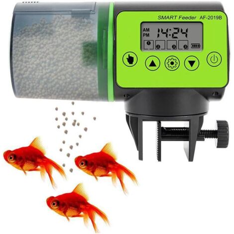 Distributore automatico di cibo per pesci, grande capacità 200 ml, con timer, per piccoli acquari, tartarughe, betta, koi (1/5)