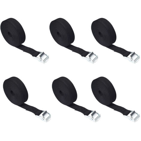 pezzi Cinghie di fissaggio, cinghia a cricchetto da 2 m x 25 mm con fibbia, cinghie di fissaggio regolabili per portapacchi per moto/auto/bici/bagagli (nero) (1/4)