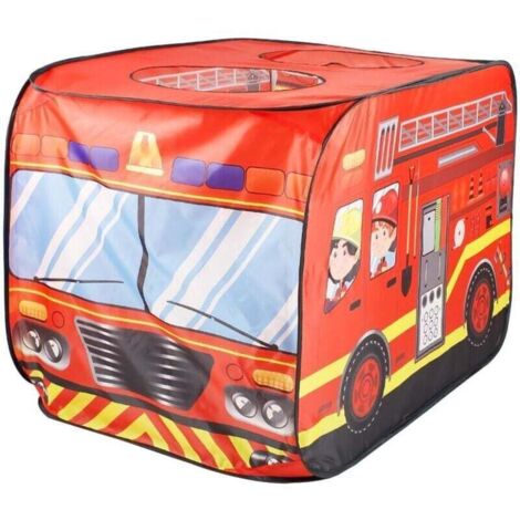Tenda da gioco a forma di camion dei pompieri, tenda da gioco pop-up per bambini, dai 3 anni in su, per interni/esterni, 70x112x75 cm, rossa (1/4)