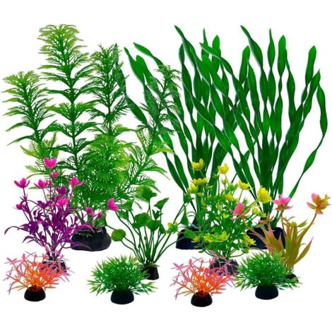 11 pezzi di piante artificiali per acquario e terrario, pianta decorativa (pianta C) (1/3)