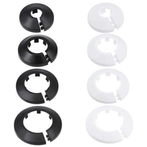 Copritubo decorativo da 16 mm in PP, rosetta per radiatore, copritubo per acqua, nero, 8 pezzi (1/4)