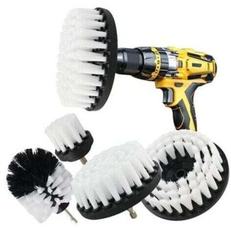 pezzi Spazzola per la pulizia del trapano, spazzola per trapano, auto, piastrelle, moquette, vasca da bagno, cucina, WC, bianco (1/4)