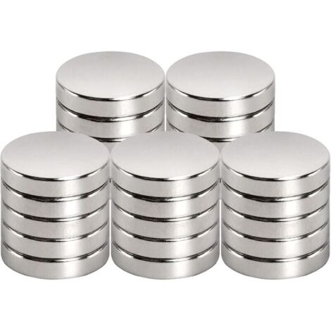 Magnete al neodimio da 15 mm di diametro x 3 mm per lavagna magnetica, frigorifero, lavagna bianca, ufficio, lavagna bianca, magnete potente (25 pezzi) (1/4)
