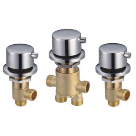 SY-1029 Set di rubinetti per vasca da bagno interamente in rame per rubinetto doccia con interruttore per acqua calda e fredda, cinque cilindri, 3 pezzi nel set (1/4)