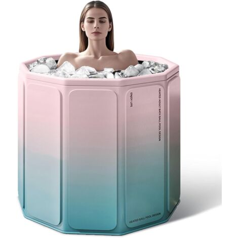 Vasca per acqua fredda da 85 galloni - Pieghevole ghiacciata non gonfiabile per atleti, nessuna installazione richiesta, design multistrato portatile per casa, palestra, esterni, rosa (1/5)