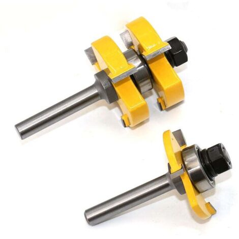 Set di 2 frese a percussione con linguetta e scanalatura, set di frese a T con 8 manici e 3 denti, utensile per la lavorazione del legno con gambo a T da 8 mm (1/4)