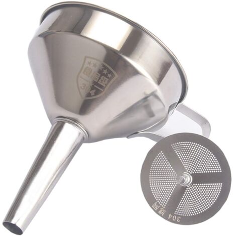 Imbuto filtro in acciaio inox, pratico set di imbuti, imbuto con filtro a setaccio, set di imbuti di alta qualità, imbuto in acciaio inox di alta qualità. (1/4)