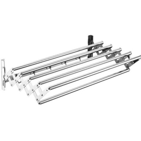 Portasciugamani retrattile in acciaio inox da 70 cm, manico in tessuto per balcone senza fori, supporto portaoggetti, portasciugamani pieghevole estensibile per bagno, HB-7 (1/3)