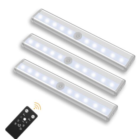 Confezione da 3 luci LED wireless con telecomando - Per camere da letto, armadi, vetrine, nessun cablaggio richiesto (luce bianca) (1/4)