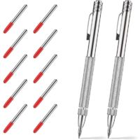 Set di 2 punte per incisione in carburo di tungsteno con 12 punte di marcatura di ricambio, strumento per incisione in carburo di alluminio con clip.