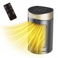 Vtizikl Chauffage soufflant céramique PTC 1500 W, écoénergétique avec mode ECO et télécommande, minuterie 12 heures, protection contre la surchauffe et le basculement, oscillation à 90°, pour la chamb