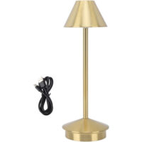 Lampada da tavolo wireless in stile moderno, in ferro battuto, 3 colori, dimmerazione continua, lampada da scrivania a LED portatile con controllo touch, oro