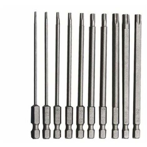 Juego de 10 puntas Torx largas de acero al cromo-vanadio de 75 mm ...