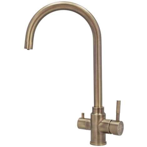 FilterLogic Tazmin 3 Way Triflow Monobloc Mixer Kitchen Filter Tap - Rustic Bronze with Free Filter System