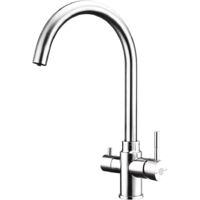 FilterLogic Tazmin 3 Way Triflow Monobloc Mixer Kitchen Filter Tap - Mirrored Steel / Chrome with Free Filter System