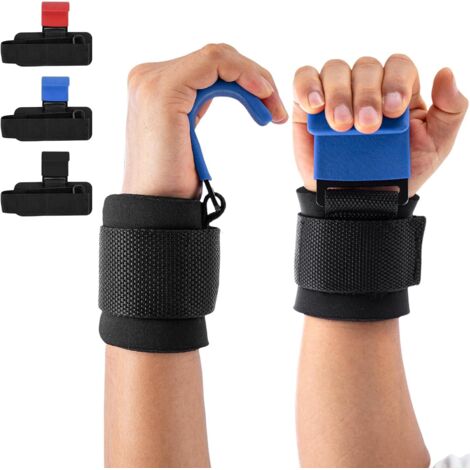 Trintion Gewichtheberhaken, Gummibeschichtete Zughilfen für Krafttraining, Anti-Rutsch Griffhaken für Männer und Frauen, Ideal für Gewichtheben, Hantelrudern, Kreuzheben, Gymnastikbänder (Blau)