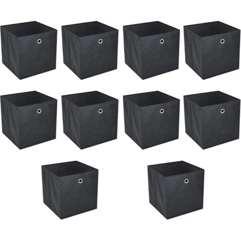 Trintion 10er Set Aufbewahrungsbox Faltbox Faltbare Stoff Faltkiste mit Fingerloch 32 x 32 x 32 cm für Kallax Regale oder Raumteiler Schwarz