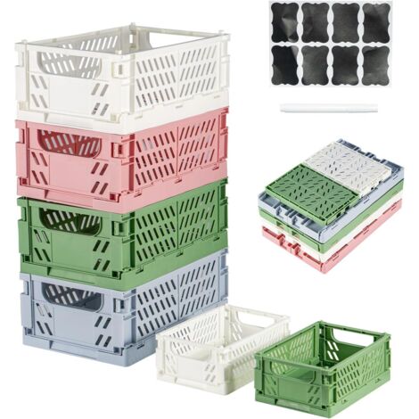 Generisch 6/4Stück Faltbox Set, Faltbare Aufbewahrungsboxaus Stabilem Kunststoff, Stapelbare Klappboxen mit Griff, Organisationskörbe für Küche, Bad, Büro, Wohnzimmer, Kinderzimmer, Schrank (4 groß+2 (1/5)