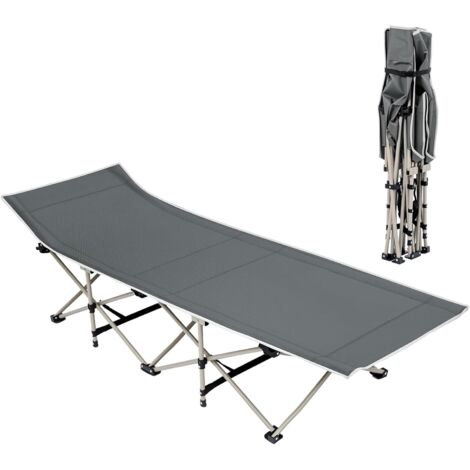 Queiting Tragbares XL Feldbett Campingbett Outdoor Klappbett Wetterfest mit Aluminiumgestell & Tragetasche, Robust, 250kg Tragkraft 187×67×37 cm (Grau) (1/5)